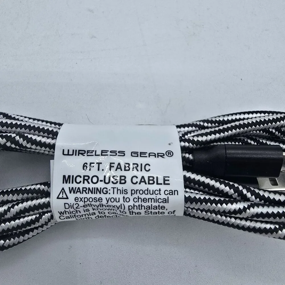Wireless Gear 6 ft micro usb sync and charge cable. Fabric material.